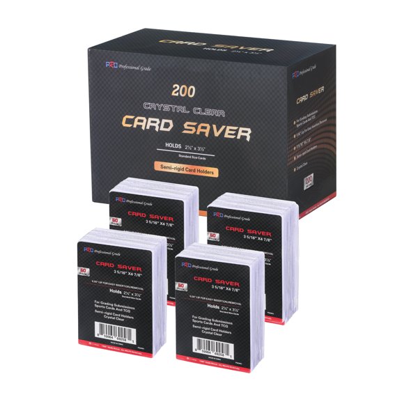 Professional Grade Protectores de Tarjetas Transparentes Portatarjetas Semirrígidos, para Presentaciones de Calificación de Tarjetas PSA, BGS y SGC de 3,25” x 4,85”, Borde de 1/2”, 200 Unidades