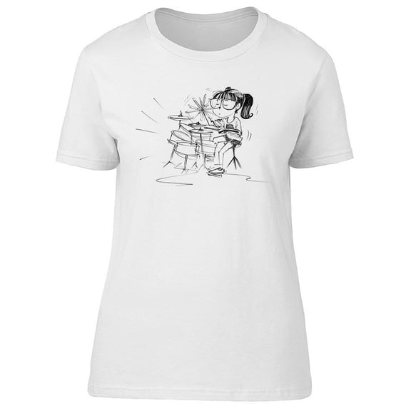 Cartoon Girl Playing Drums T-Shirt Women -Image by Shutterstock, Female XX-Large