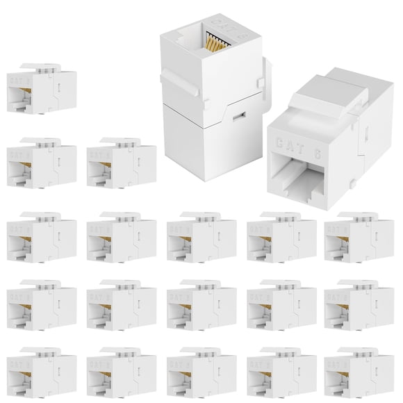 Acoplador RJ45 VANDESAIL Cat6 Keystone Jack, paquete de 20, blanco