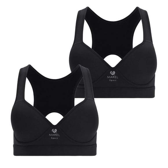 Brassier Deportivo Marel para Mujer, Seamless Negro Talla 34B, 2 Piezas