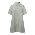 thumbnail image 7 of Women Shirt Dress Short Sleeve Loose Casual Summer Button Down Tunic Dresses With Pockets Ruffle Dress Short Sleeve Beach Dress Summer Dress Summer Dress for Women Short Ladies Casual Two Dress, 7 of 7