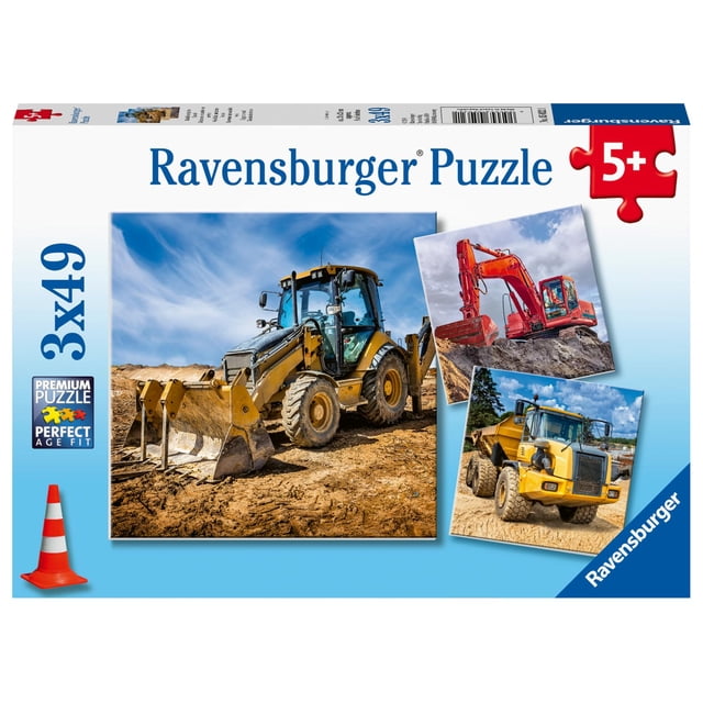 Puzle Ravensburger Diggers at Work, 3 x 49 piezas, para niños mayores de 5 años