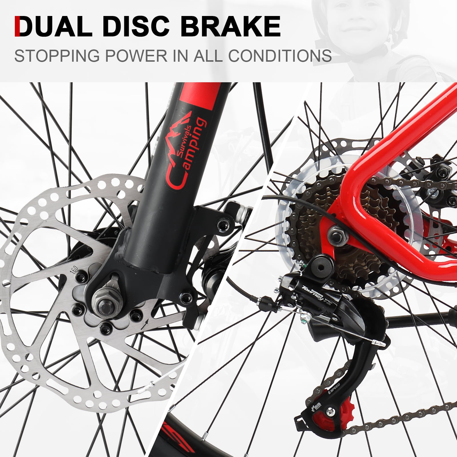 UBesGoo 24in Mountain Bike Shimano 21 Speed  with Disc Brake,  Red