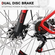UBesGoo 24in Mountain Bike Shimano 21 Speed with Disc Brake, Red