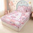 thumbnail image 2 of meiyoeat Rainbow A Initial Zipper Comforter Set with Fitted Sheet and 2 Pillowcases for Girls Kids, Galaxy Stars Cloud Zipper Bedding Set, Pink Multicolor, Colorful Star Reversible, 3pcs, 2 of 6