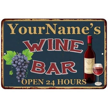 Personalized Wall Signs For Home Your Name Green Wine Bar Personalized Sign Wall Decor 8 x 12 High Gloss Metal 208120043001 ()