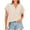 Beige, variant on Women's Casual Linen Short Sleeve V Solid Color Fashionable Loose Top