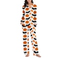 thumbnail image 7 of BaoFuBaoMei Halloween Lounge Sets Women 2 Piece Plus Size Long Sleeve Top and Pants Pajamas Cute Pumpkin Bat Print Soft Cozy Sleepwear for Party, 7 of 7