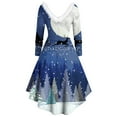 thumbnail image 5 of IROINNID Christmas Cocktail Dress for Women Funny Xmas Print Long Sleeve Raffle Party Ugly Dress,Blue, 5 of 5