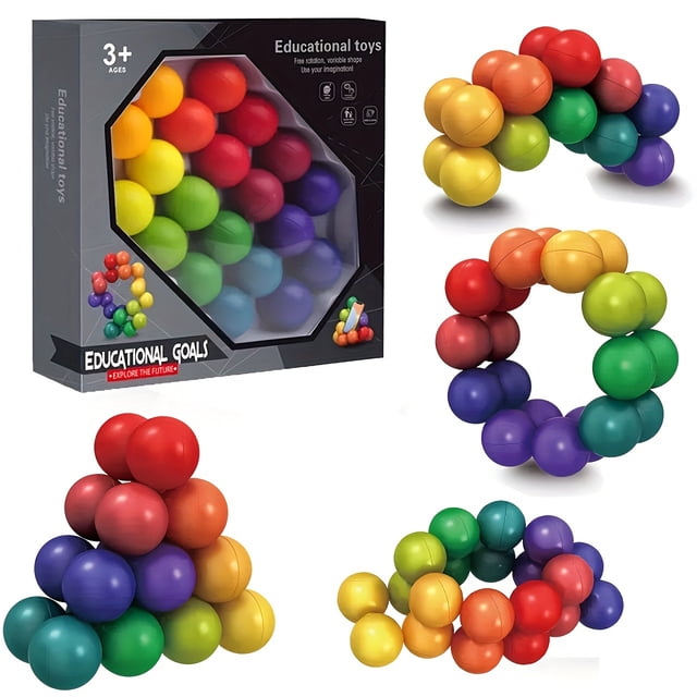 One Unique Non-Magnetic Plastic 3D DIY Educational Magic Cube Ball - Infinity Cubes with Puzzle, Vent Toy Functions and New Strange Design