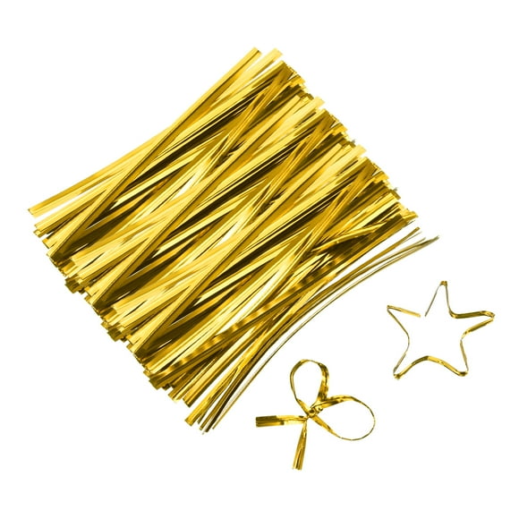 3" Twist Ties, Metallic Twist Ties, Reusable Plastic Coated Twist Ties, Pack of 800, Gold