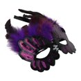 thumbnail image 1 of Unique Bargains 1 Pc Sequined Feathers Party Mask Purple Black Plastic Feather, 1 of 5
