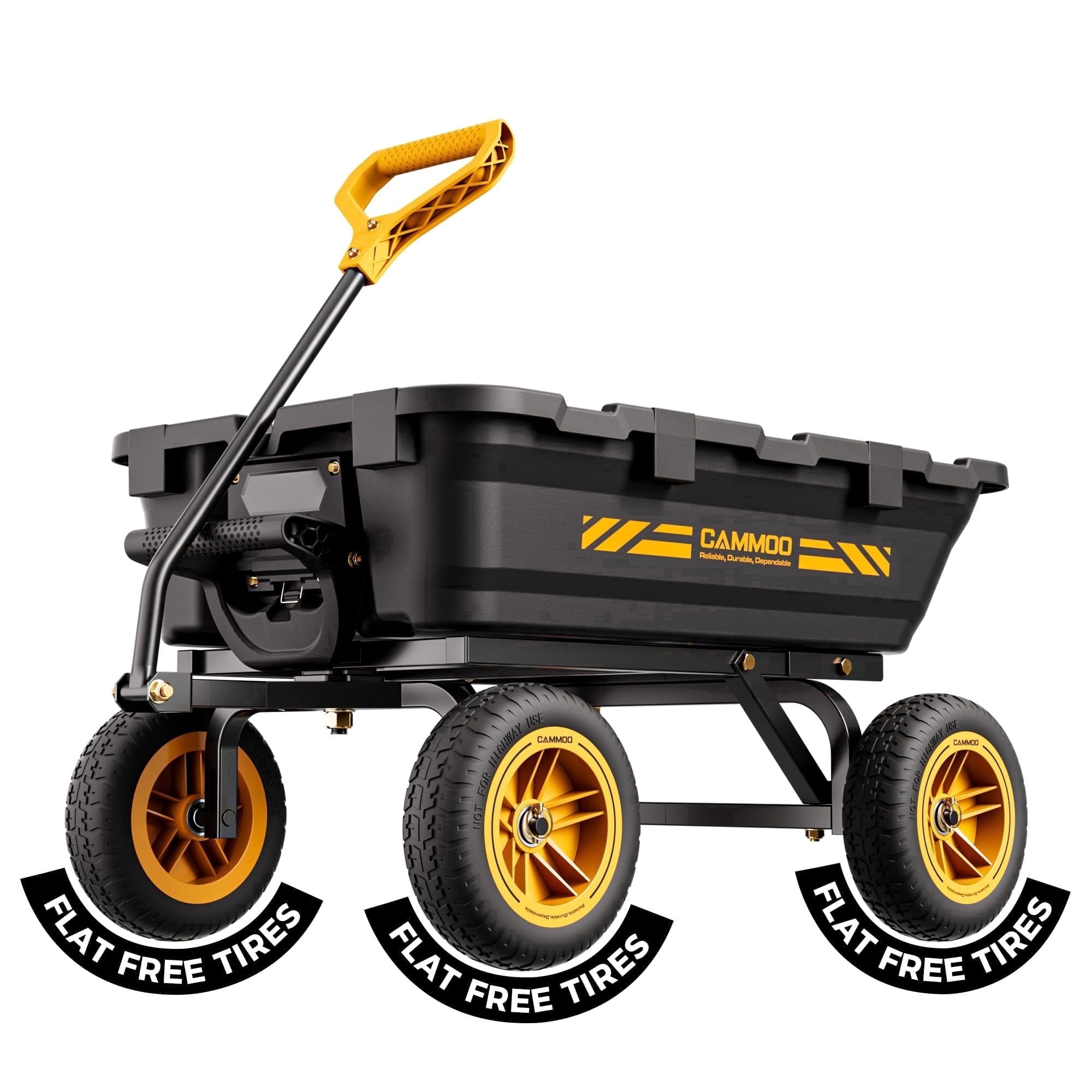 CAMMOO 900 lbs Utility Heavy-Duty Garden Dump Cart Wagon DIY Expandable Capacity Over 4 Cu.Ft with 10" NO-FLAT TIRES for Landscaping Gardening