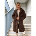 thumbnail image 2 of Women'S Casual Long-Sleeved Lapel Button Coat Autumn and Winter Plush Coat Long Coat Coffee Color M, 2 of 7