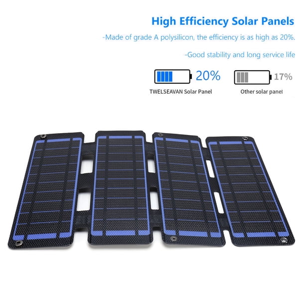 Cargador solar de 5V 40W ultrafino IPX6 resistente al agua con mosquetón para equipos de exterior