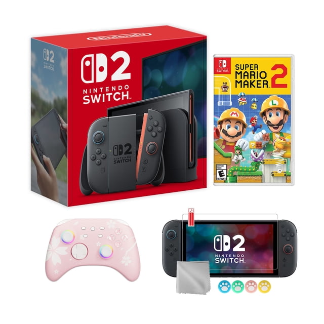 Nintendo Switch 2 Console 256GB 7.9-Inch 1080P HDR Touch Screen, Joy-Con 2 with Mouse Sensor, Dock, with Super Mario Maker 2 And Mytrix Wireless Switch Pro Controller & Accessories