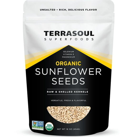Terrasoul Superfoods Organic Hulled Sunflower Seeds, 1 Lb, Hulled | Fresh | Vitamin E