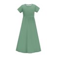 thumbnail image 4 of RXIRUCGD 2025 Vêtements d'Été pour Enfants Tout-Petits Filles Mignon Rayé Imprimé Manches Courtes Robe Extensible avec Poches Robe Longue en Ligne, 4 of 8
