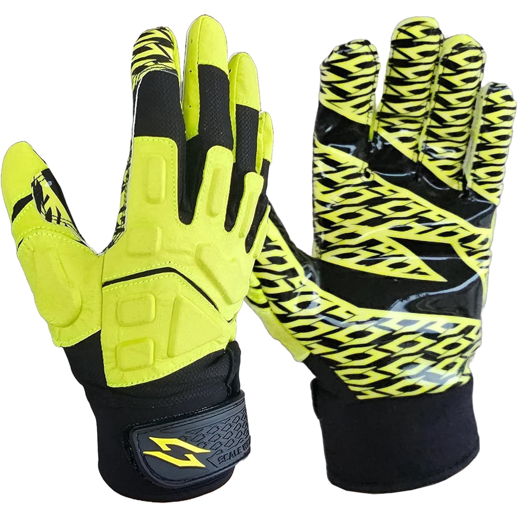Scale Wear Black Stealth Padded Football Receiver Lineman Gloves Grip Silicone Palms Adult Mens Boys Sticky Boost Your Game