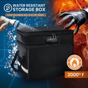 Fireproof Document Box with Lock-2 Layer File Cabinet Storage Bag with Multiple Pockets, Water-Resistant File Box with Reflective Strip-Document Organizer for Hanging Letter/Legal Folders