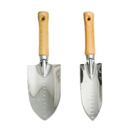 Piwvid Heavy Duty Garden Hand Trowel Polished Stainless Steel Shovel with Wood Handle Small Gardening Tool for Digging Planting Measuring and Transplanting