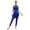 Blue, variant on Women Rhinestones Full Body Unitard Gymnastics Leotard Ballet Dance Bodysuit Skating Jumpsuit Purple S