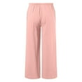 thumbnail image 5 of BYHONG Girl's Summer Loose Wide Leg Solid Color Wide Leg Beach Pants with Pocket Pants Pink_002 150, 5 of 6