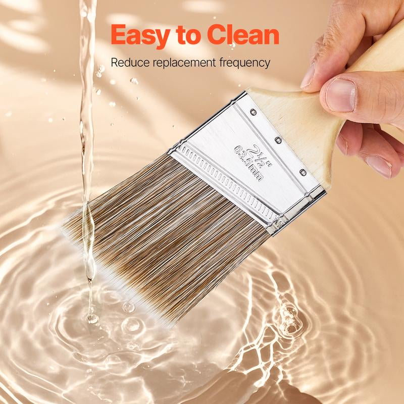 VEVOR Paint Brushes,  , 12 Piece Angle Paint Brush, Treated Wood Handle, Paint Brush Set for All Latex and Oil Paints & Stains, Wood Stain Brushes for Cabinets, Walls, Fences, Interior & Exterior Use