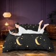 thumbnail image 3 of Homewish Psychedelic Stars Moon Duvet Cover Queen, Black Gold Queen Bedding, Black Reversible 3-Piece, 1 Duvet Cover and 2 Pillowcases, 3 of 6