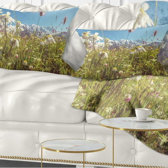 Designart 12" x 20" Green Polyester Throw Pillow