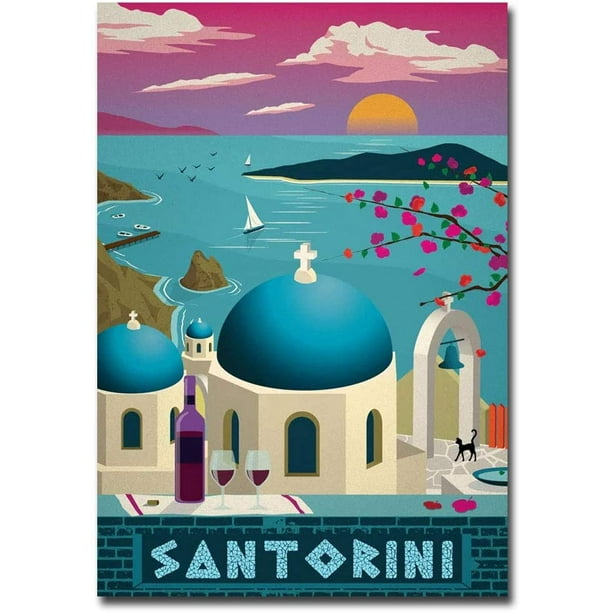 Santorini Travel Vintage Art Size 2 5 X 3 5 Walmart Com Walmart Com