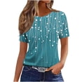 thumbnail image 2 of Karight Womens Floral Print T-Shirt Short Sleeve Crew Neck Color Block Casual Tee Loose Fit Summer Tops, 2 of 5