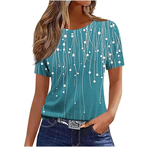 Blouses for Women Dressy Casual Crew Neck Short Sleeve Work Shirts Loose Fit Summer Tops