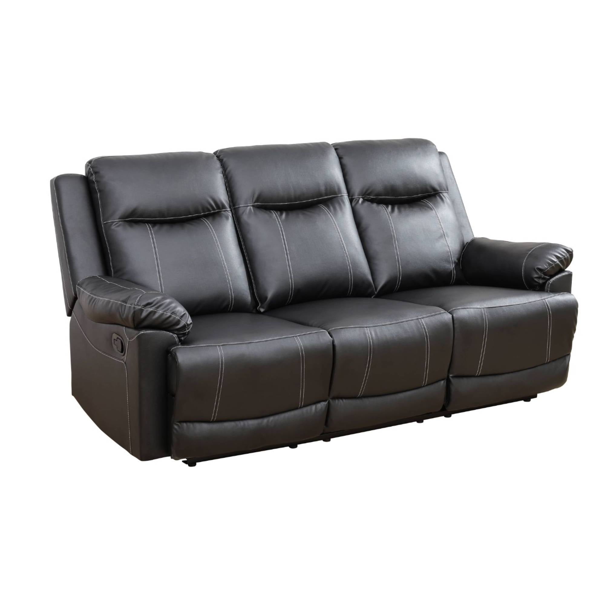 Modern Leather Reclining Sofa Chairs,3 Seater Lazy Boy Sofa Chair Manual Nursery Recliner ,Black