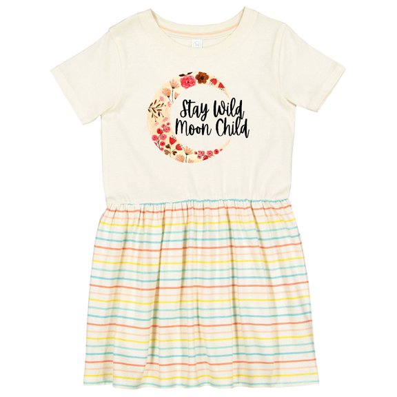 Inktastic Baby Stay Wild Moon Child Crescent Moon with Flowers Girls Toddler Dress