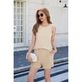 thumbnail image 2 of Conjuntos de Dos Piezas de Verano para Mujer, Conjuntos de Pantalones Cortos, Conjunto A Juego, Ropa de Estar por Casa, Talla L, Color Caqui, 2 of 8