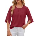 thumbnail image 5 of Womens Fall Tops Casual Short Sleeve Tube Tops With Built In Bra Long Vneck Tshirts Shirts Plus Size Cotton Short Sleeve Blouses Button Down, 5 of 6