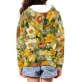 thumbnail image 4 of POLERO Boys Girls Hoodies Oil Art Floral Printed Cute Hooded Jacket Lightweight 6-7 Years Long Sleeve Zip Up Sweatshirt for Kids, 4 of 7