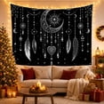 thumbnail image 3 of Crescent Moon with Beaded Charms and Stars, Dreamy Boho Style for Astrology Fans, Celestial Wall Decor Housewarming Gift, Tapestry Wall Hanging for Bedroom and Dorm, 3 of 7