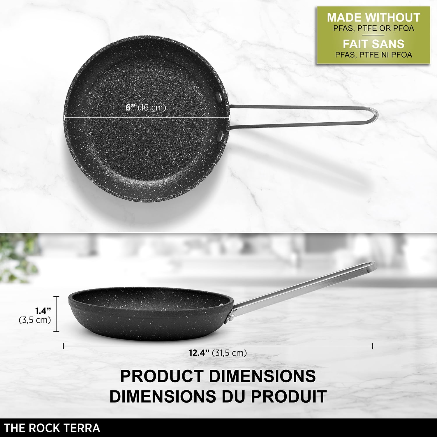 THE ROCK by Starfrit 6-In. Terra Collection Nonstick Fry Pan with Stainless Steel Handle