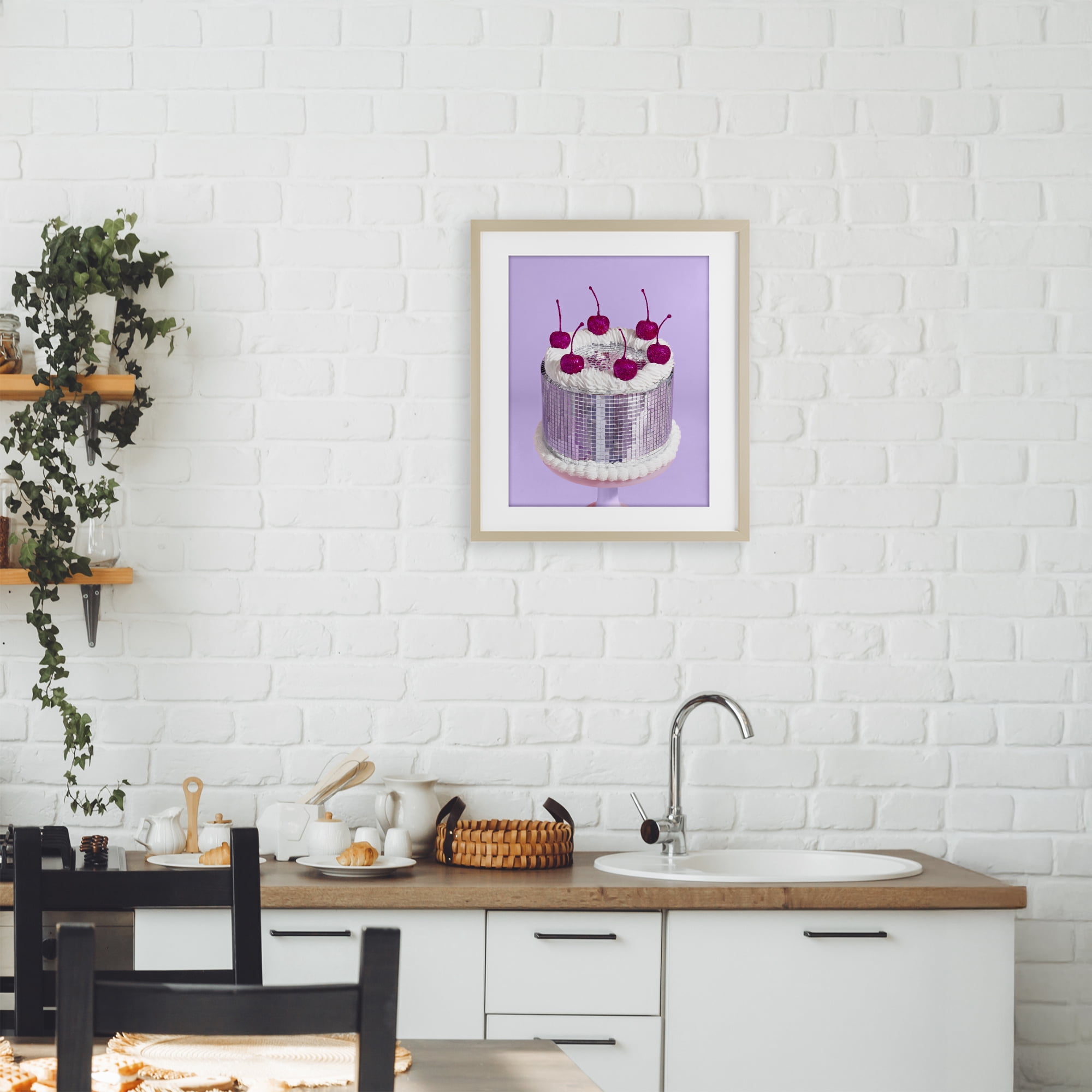Stupell Industries Gleaming Disco Cake Birch Framed Print Under Glass, design by LISH Creative