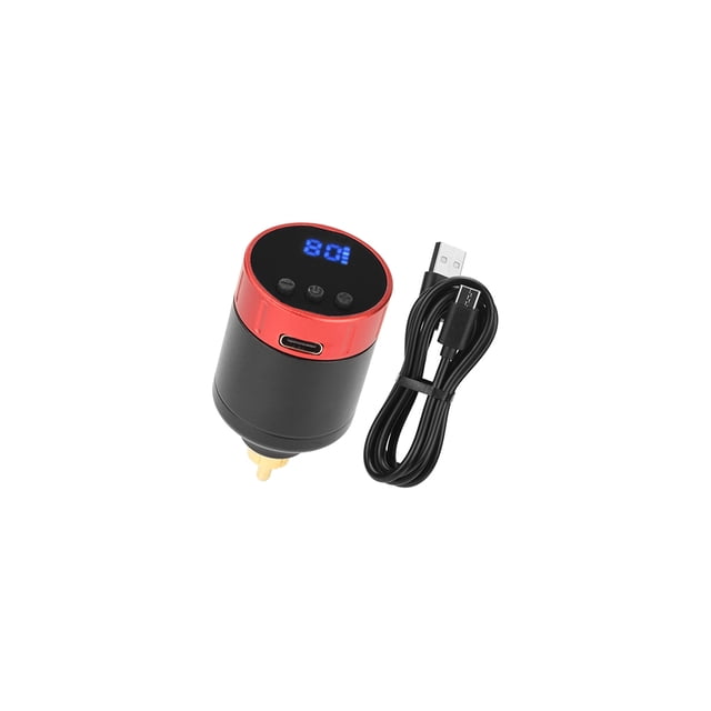 Minnieouse Fuente de alimentación inalámbrica para tatuajes, Cable de carga, controlador de presión de refuerzo de voltaje ligero, cambiador de voltaje Suministros de Rojo Minnieouse CE014503-03