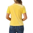 thumbnail image 3 of INSPIRAR CHIC Blusa de Cuello Redondo de Terciopelo con Lentejuelas para Mujeres, Manga Corta, Ropa de Fiesta y Club, Talla XS, Amarillo, 3 of 6