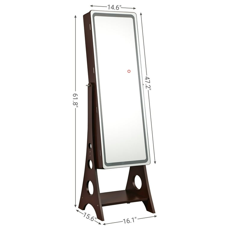 Glynell free standing jewelry cheap armoire with mirror