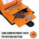 thumbnail image 4 of Negro y naranja: billetera grande de cuero genuino para hombre de tres pliegues, Cartera de hombre con 19 ranuras para tarjetas de crédito, 3 compartimentos para billetes, 1 bolsillo para monedas, 4 of 5