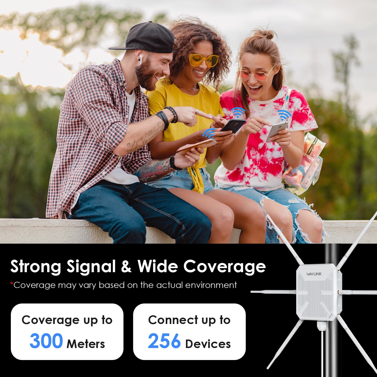 WiFi6 Outdoor Router AX3000 Access Point, Dual Band WiFi Router Mesh Extender with PoE/ Weatherproof