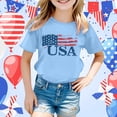 thumbnail image 2 of Byoo Tee Shirt for Tween Girl American Flag USA Graphic Crew Neck Casual T-Shirt 4th of July Top for Children， 12-13 Years, 2 of 4