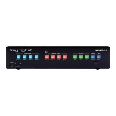 UPC: 0815996021195 | Key Digital KD-PS42 – 4×2 matrix switcher / audio disembedder / HDBaseT transmitting system