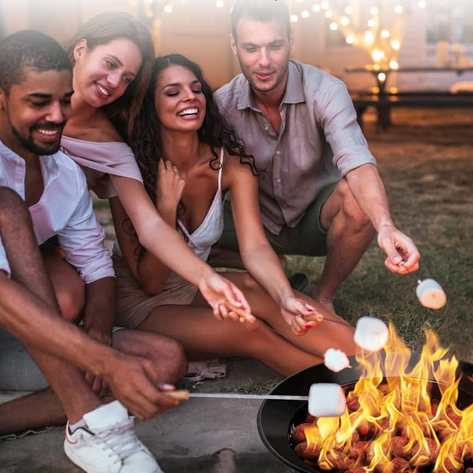 50000 BTU Portable Propane Gas Fire Pit, 19in Outdoor Smokeless Gas Fire Bowl with Adjustable Flame for Camping, Backyard, Small Round Firebowl