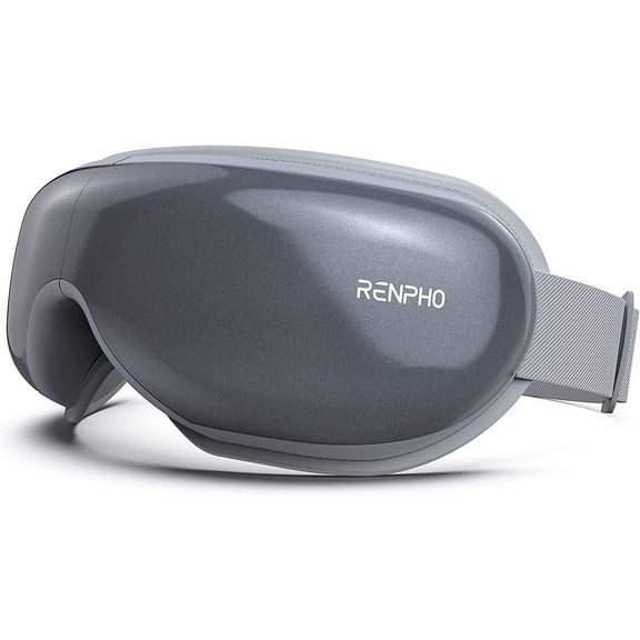 RENPHO Eye Massager with Heat & Vibration – 5 Massage Modes, Bluetooth Music, Adjustable Headband, USB Rechargeable - Gray